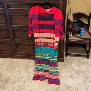 Long multi colored loose knit sweater